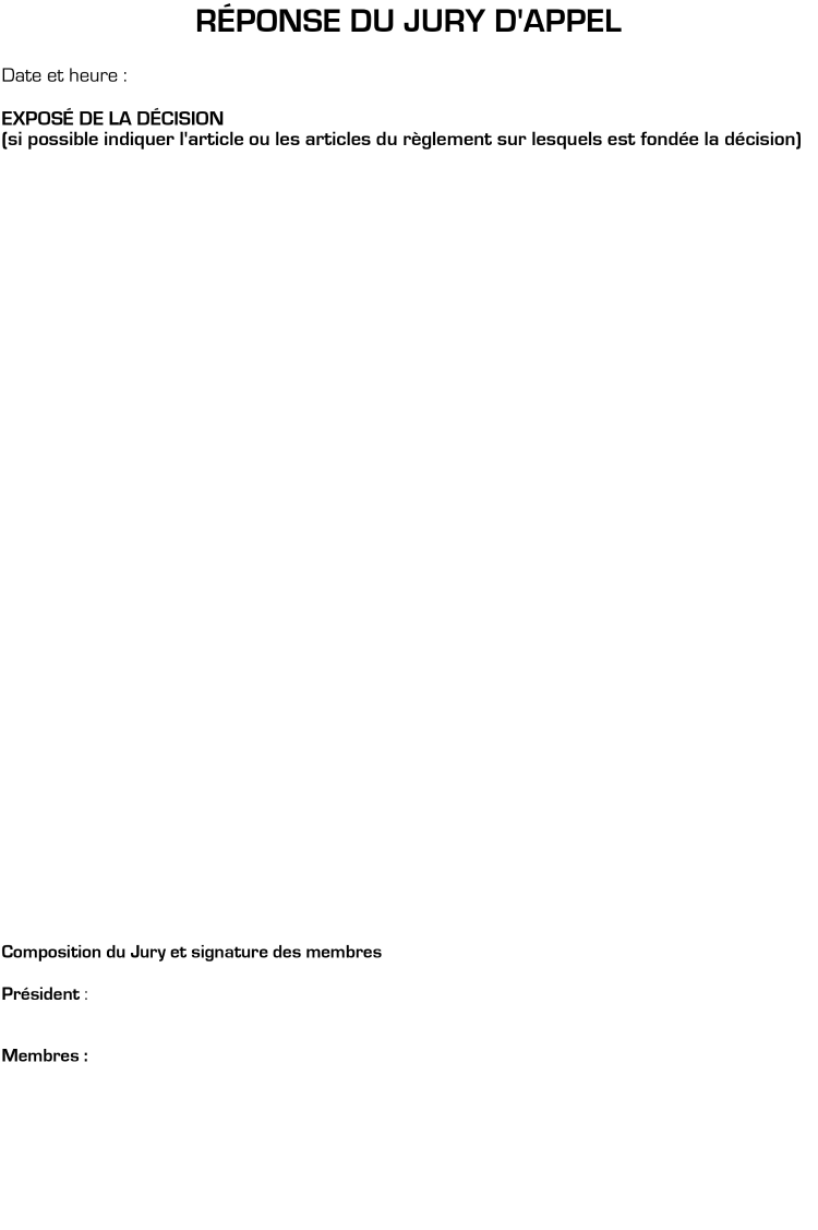 Réponse Jury d'appel