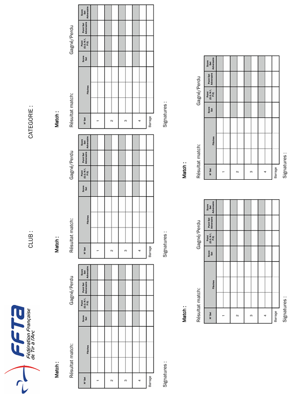 Sets de 6 flèches – équipe de club – Arc Classique